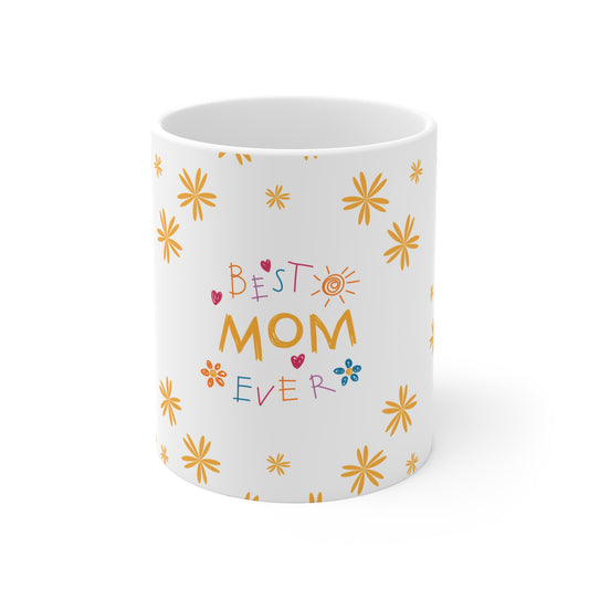 Floral Coffee Mug - 11oz - &quot;MOM&quot;
