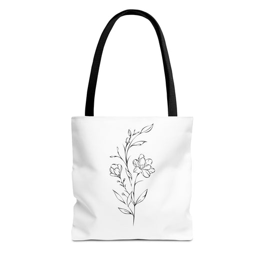 Floral Design Tote Bag - Elegant Minimalist Shopper for Everyday Use