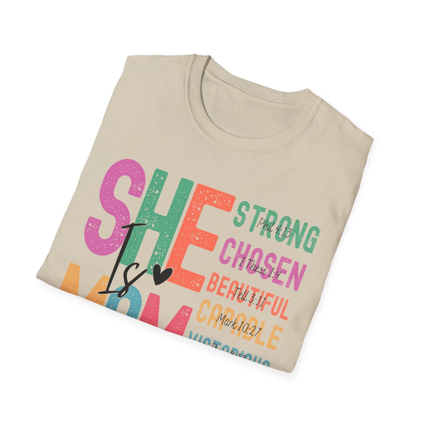 Inspirational Mom T-Shirt - Strong, Chosen, Beautiful, Capable