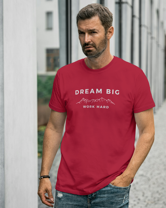 Garment-dyed unisex t-shirt in red and black